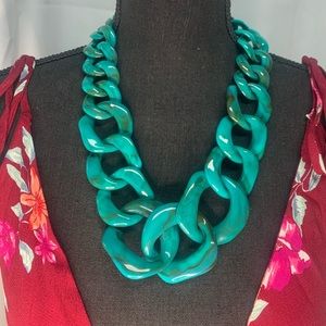 Aqua green chain link necklace